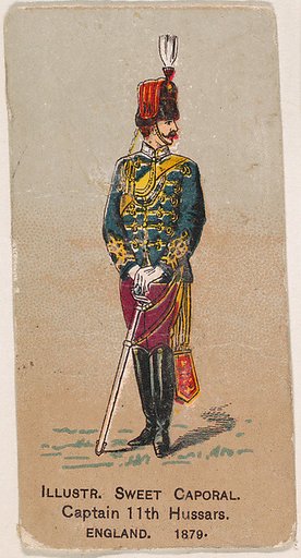 Captain, 11th Hussars, England, 1879, from the Military Series (N224) issued by Kinney Tobacco Company to promote Sweet Caporal Cigarettes