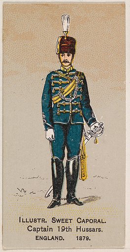 Captain, 19th Hussars, England, 1879, from the Military Series (N224) issued by Kinney Tobacco Company to promote Sweet Caporal Cigarettes