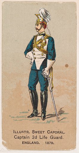Captain, 2nd Life Guard, England, 1879, from the Military Series (N224) issued by Kinney Tobacco Company to promote Sweet Caporal Cigarettes