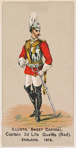 Captain, 2nd Life Guards (Red), England, 1879, from the Military Series (N224) issued by Kinney Tobacco Company to promote Sweet Caporal Cigarettes
