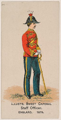 Staff Officer, England, 1879, from the Military Series (N224) issued by Kinney Tobacco Company to promote Sweet Caporal Cigarettes
