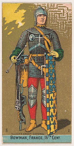 Bowman, France, 16th Century, from the Military Series (N224) issued by Kinney Tobacco Company to promote Sweet Caporal Cigarettes