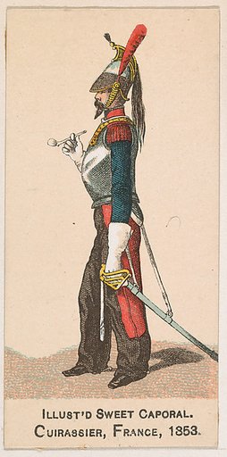 Cuirassier, France, 1853, from the Military Series (N224) issued by Kinney Tobacco Company to promote Sweet Caporal Cigarettes