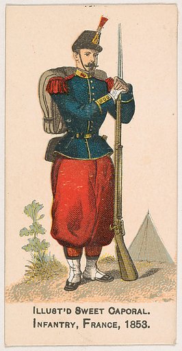 Infantry, France, 1853, from the Military Series (N224) issued by Kinney Tobacco Company to promote Sweet Caporal Cigarettes