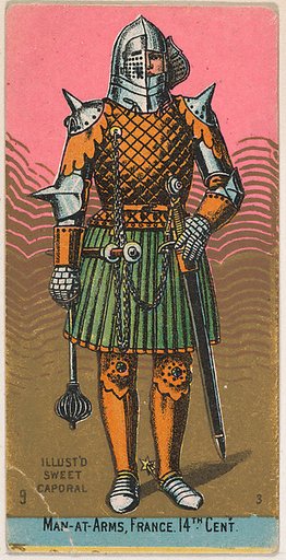 Man-at-Arms, France, 14th Century, from the Military Series (N224) issued by Kinney Tobacco Company to promote Sweet Caporal Cigarettes
