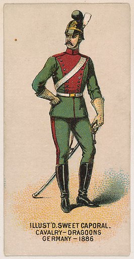 Cavalry, Dragoons, Germany, 1886, from the Military Series (N224) issued by Kinney Tobacco Company to promote Sweet Caporal Cigarettes