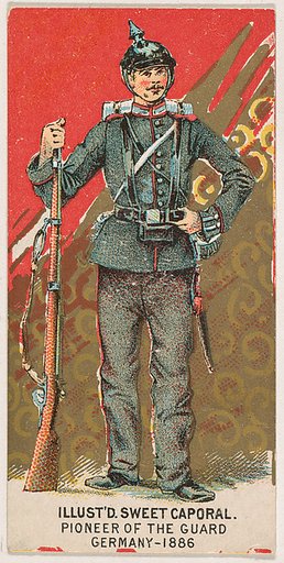 Pioneer of the Guard, Germany, 1886, from the Military Series (N224) issued by Kinney Tobacco Company to promote Sweet Caporal Cigarettes