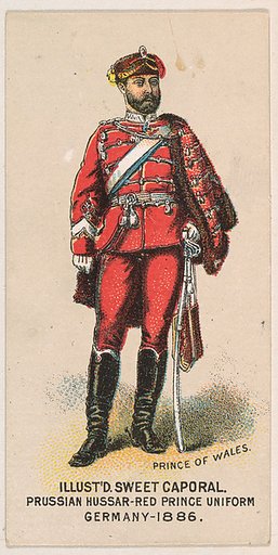 Prussian Hussar, Red Prince Uniform, Germany, 1886, from the Military Series (N224) issued by Kinney Tobacco Company to promote Sweet Caporal Cigarettes