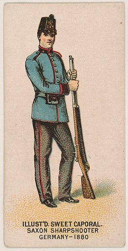 Saxon Sharpshooter, Germany, 1880, from the Military Series (N224) issued by Kinney Tobacco Company to promote Sweet Caporal Cigarettes