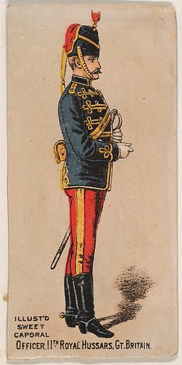 Officer, 11th Royal Hussars, Great Britain, from the Military Series (N224) issued by Kinney Tobacco Company to promote Sweet Caporal Cigarettes