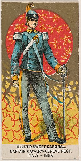 Captain, Cavalry, Geneve Regiment, Italy 1886, from the Military Series (N224) issued by Kinney Tobacco Company to promote Sweet Caporal Cigarettes