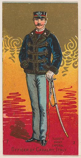 Officer of Cavalry, Italy, from the Military Series (N224) issued by Kinney Tobacco Company to promote Sweet Caporal Cigarettes