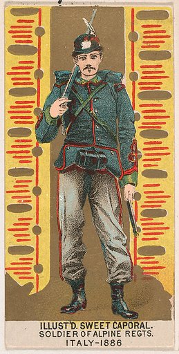 Soldier of Alpine Regiments, Italy, 1886, from the Military Series (N224) issued by Kinney Tobacco Company to promote Sweet Caporal Cigarettes