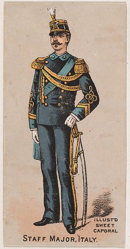 Staff Major, Italy, from the Military Series (N224) issued by Kinney Tobacco Company to promote Sweet Caporal Cigarettes
