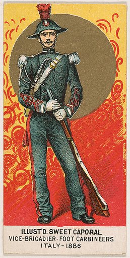 Vice-Brigadier, Foot Carbineers, Italy, 1886, from the Military Series (N224) issued by Kinney Tobacco Company to promote Sweet Caporal Cigarettes