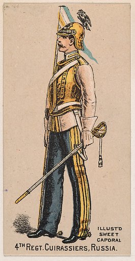4th Regiment, Cuirassiers, Russia, from the Military Series (N224) issued by Kinney Tobacco Company to promote Sweet Caporal Cigarettes