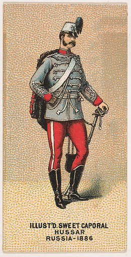 Hussar, Russia, 1886, from the Military Series (N224) issued by Kinney Tobacco Company to promote Sweet Caporal Cigarettes