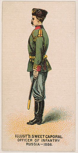 Officer of Infantry, Russia, 1886, from the Military Series (N224) issued by Kinney Tobacco Company to promote Sweet Caporal Cigarettes