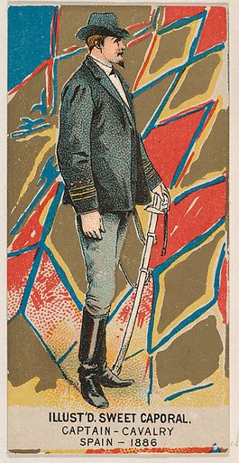 Captain, Cavalry, Spain, 1886, from the Military Series (N224) issued by Kinney Tobacco Company to promote Sweet Caporal Cigarettes