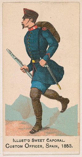 Custom Officer, Spain, 1853, from the Military Series (N224) issued by Kinney Tobacco Company to promote Sweet Caporal Cigarettes