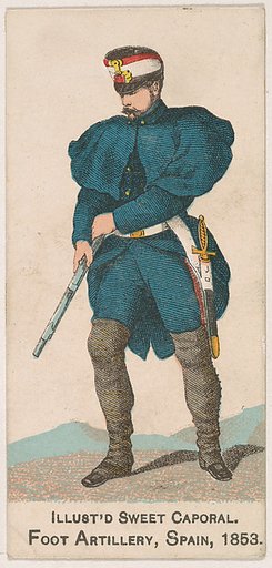 Foot Artillery, Spain, 1853, from the Military Series (N224) issued by Kinney Tobacco Company to promote Sweet Caporal Cigarettes