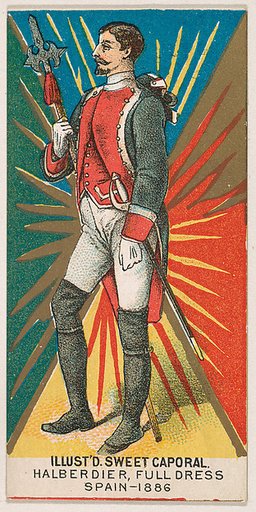 Full Dress, Halberdier, Spain, 1886, from the Military Series (N224) issued by Kinney Tobacco Company to promote Sweet Caporal Cigarettes