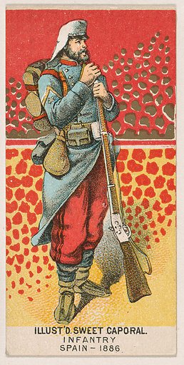 Infantry, Spain, 1886, from the Military Series (N224) issued by Kinney Tobacco Company to promote Sweet Caporal Cigarettes