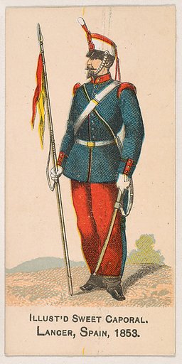 Lancer, Spain, 1853, from the Military Series (N224) issued by Kinney Tobacco Company to promote Sweet Caporal Cigarettes