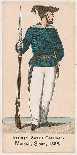 Marine, Spain, 1853, from the Military Series (N224) issued by Kinney Tobacco Company to promote Sweet Caporal Cigarettes