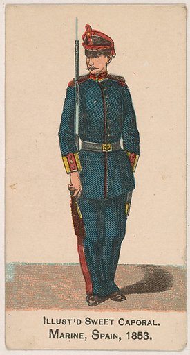Marine, Spain, 1853, from the Military Series (N224) issued by Kinney Tobacco Company to promote Sweet Caporal Cigarettes