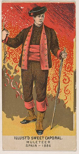 Muleteer, Spain, 1886, from the Military Series (N224) issued by Kinney Tobacco Company to promote Sweet Caporal Cigarettes