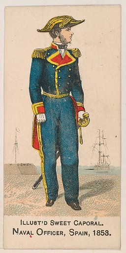 Naval Officer, Spain, 1953, from the Military Series (N224) issued by Kinney Tobacco Company to promote Sweet Caporal Cigarettes