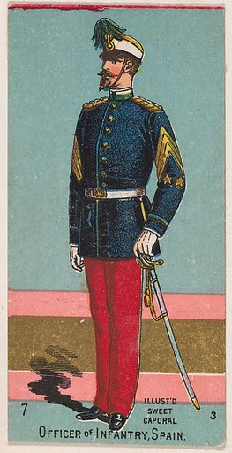 Officer of Infantry, Spain, from the Military Series (N224) issued by Kinney Tobacco Company to promote Sweet Caporal Cigarettes