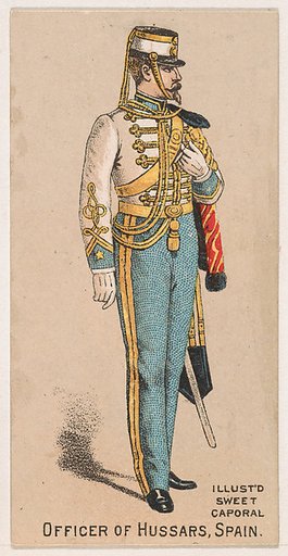 Officer of Hussars, Spain, from the Military Series (N224) issued by Kinney Tobacco Company to promote Sweet Caporal Cigarettes