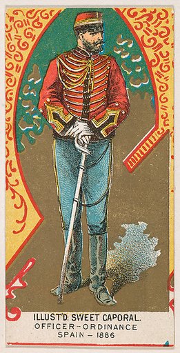 Officer, Ordinance, Spain, 1886, from the Military Series (N224) issued by Kinney Tobacco Company to promote Sweet Caporal Cigarettes