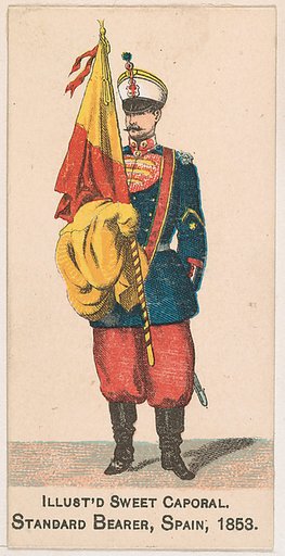 Standard Bearer, Spain, 1853, from the Military Series (N224) issued by Kinney Tobacco Company to promote Sweet Caporal Cigarettes