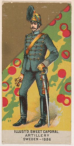 Artillery, Sweden, 1886, from the Military Series (N224) issued by Kinney Tobacco Company to promote Sweet Caporal Cigarettes