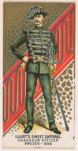 Chasseur, Officer, Sweden, 1886, from the Military Series (N224) issued by Kinney Tobacco Company to promote Sweet Caporal Cigarettes