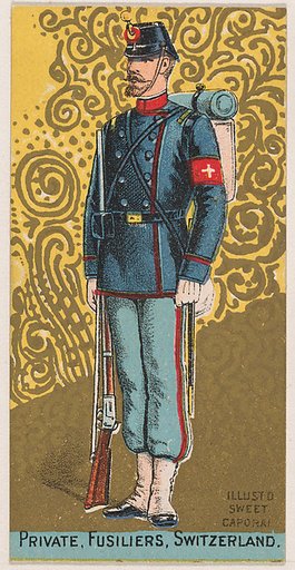 Private, Fusiliers, Switzerland, from the Military Series (N224) issued by Kinney Tobacco Company to promote Sweet Caporal Cigarettes
