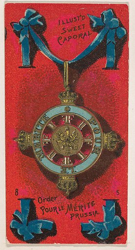 Order Pour le Merite, Prussia, from the Military Series (N224) issued by Kinney Tobacco Company to promote Sweet Caporal Cigarettes