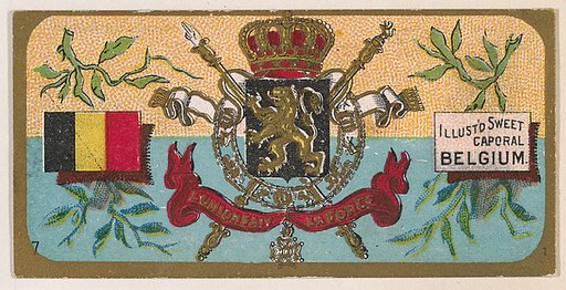 Coat of Arms, Belgium, from the Military Series (N224) issued by Kinney Tobacco Company to promote Sweet Caporal Cigarettes
