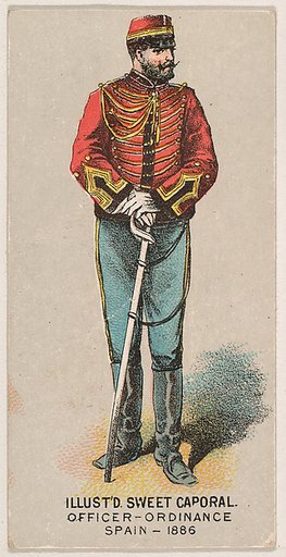 Officer, Ordinance, Spain, 1886, from the Military Series (N224) issued by Kinney Tobacco Company to promote Sweet Caporal Cigarettes