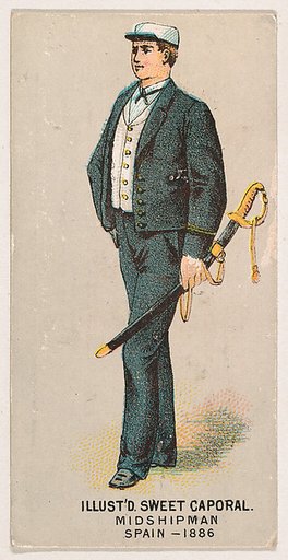 Midshipman, Spain, 1886, from the Military Series (N224) issued by Kinney Tobacco Company to promote Sweet Caporal Cigarettes