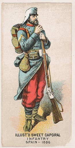 Infantry, Spain, 1886, from the Military Series (N224) issued by Kinney Tobacco Company to promote Sweet Caporal Cigarettes