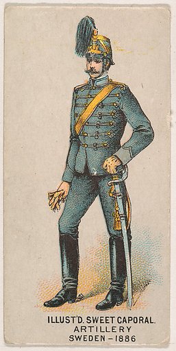 Artillery, Sweden, 1886, from the Military Series (N224) issued by Kinney Tobacco Company to promote Sweet Caporal Cigarettes