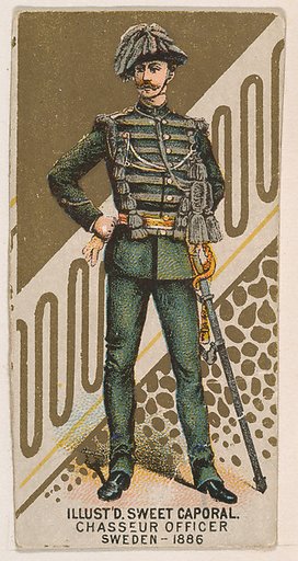 Chasseur Officer, Sweden, 1886, from the Military Series (N224) issued by Kinney Tobacco Company to promote Sweet Caporal Cigarettes