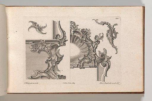 Suggestion for the Decoration of Lower Right and Top Right of a Framel, plate 3 from an Untitled Series with Rocailles Ornaments for Window, Pier Glass and Door Frames