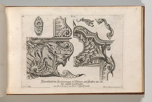 Suggestion for the Decoration of  the Lower and Top Right of a Frame, plate 1 from "Unterschidliche Auszierungen zu Thüren und Fenster, etc. etc. sehr nutzlich zu gebrauchen"