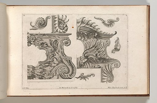 Suggestion for the Decoration of  the Lower and Top Right of a Frame, plate 4 from "Unterschidliche Auszierungen zu Thüren und Fenster, etc. etc. sehr nutzlich zu gebrauchen"