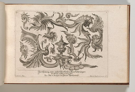 Various Designs for Rocaille Ornaments, plate 1 from "Fortsezung von unterschielichen Auszierungen zu allerleij nüzlich anzuwenden"